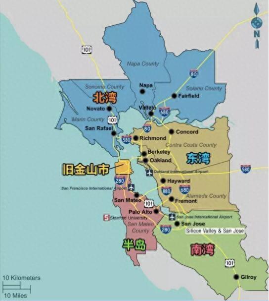 硅谷、旧金山、湾区